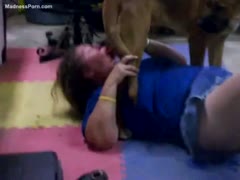 A fat German woman brutally gives birth to her new puppy.